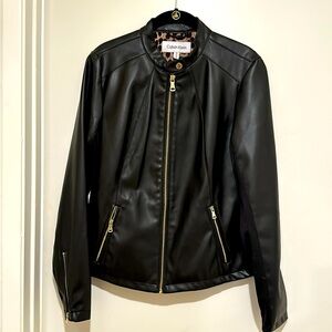 , Calvin Klein, Med leatherette jacket, great shape, never worn,